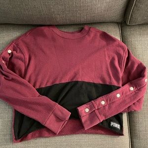 Maroon and Black PINK cropped Long Sleeve